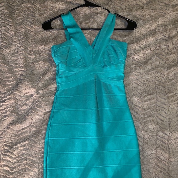 teal bandage dress